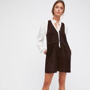 Free People Retro Love Suede Dress, Brown, Small